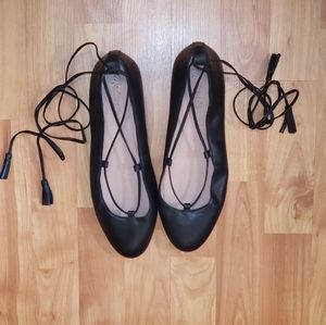 Madewell Leather Lace Up Tassel Flats 9.5